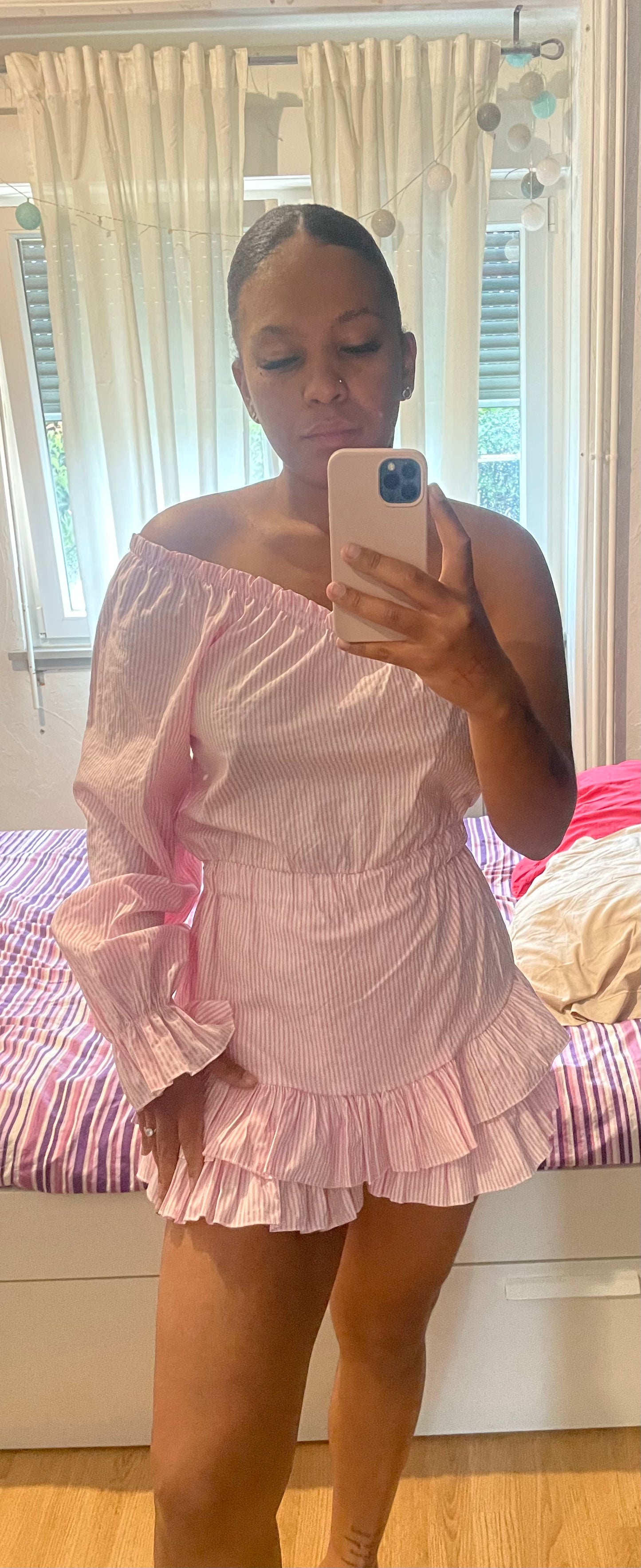 Combishort asymétrique rose