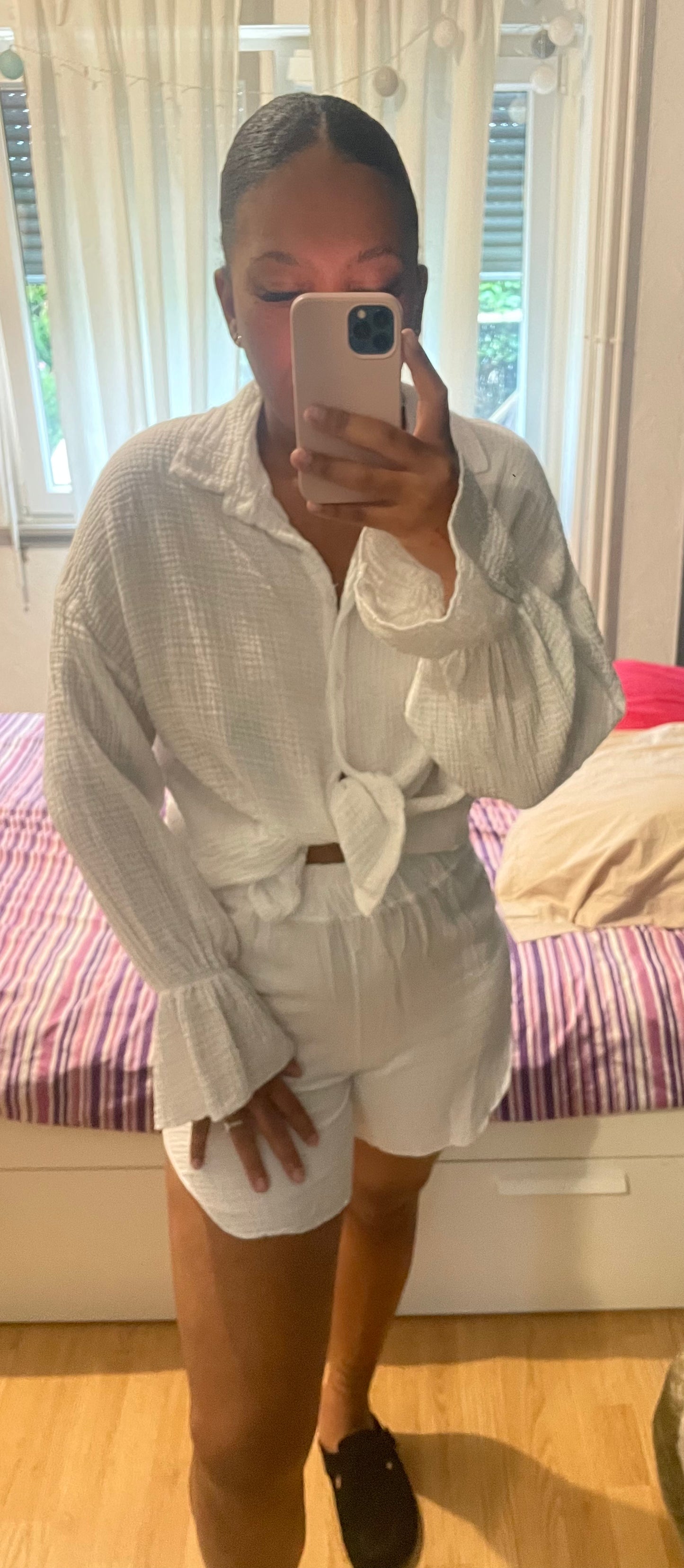 Ensembles chemise short en gaz de coton