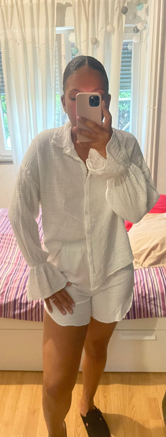 Ensembles chemise short en gaz de coton